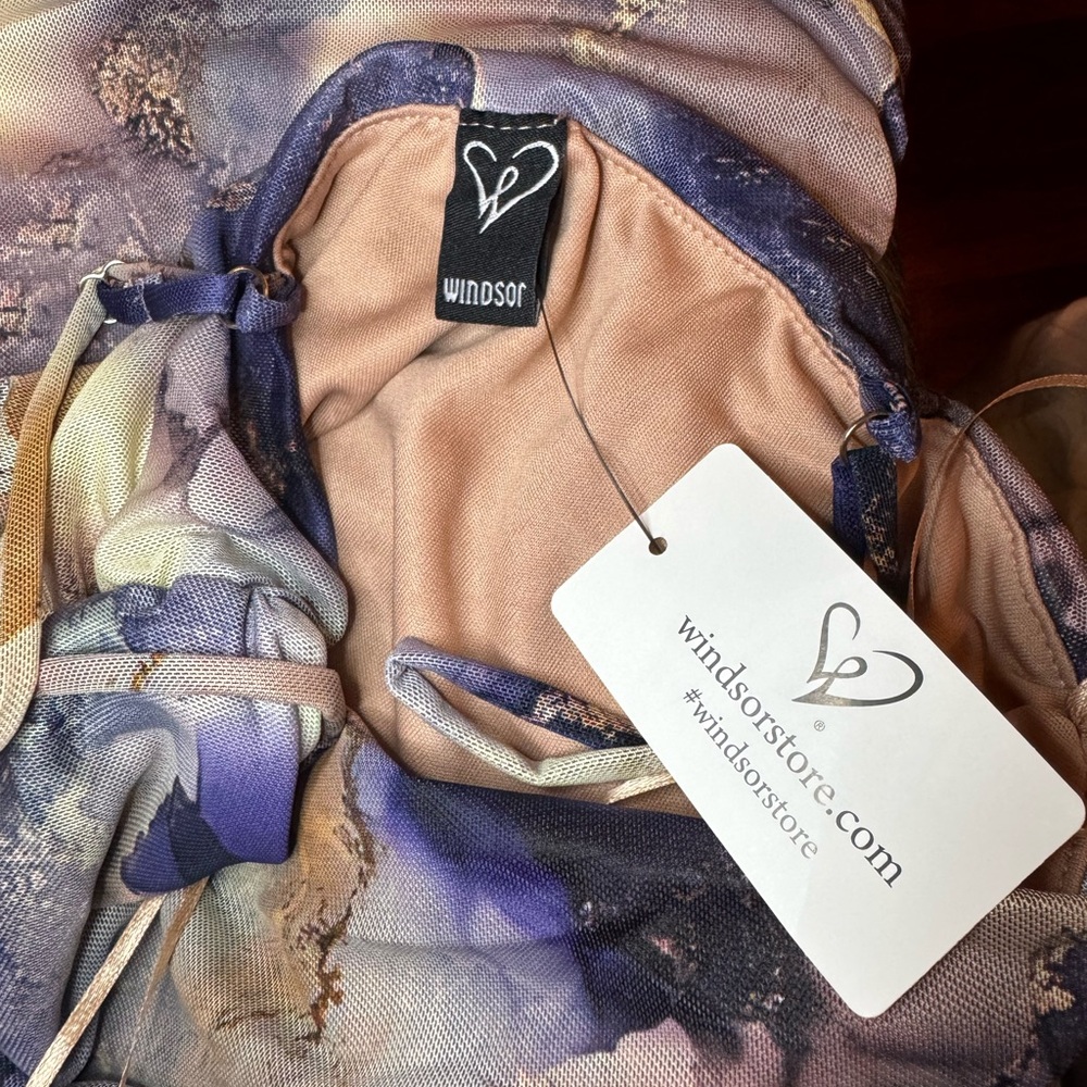 Blue Marble Print Sleeveless Mini Dress - Picture 4 of 6